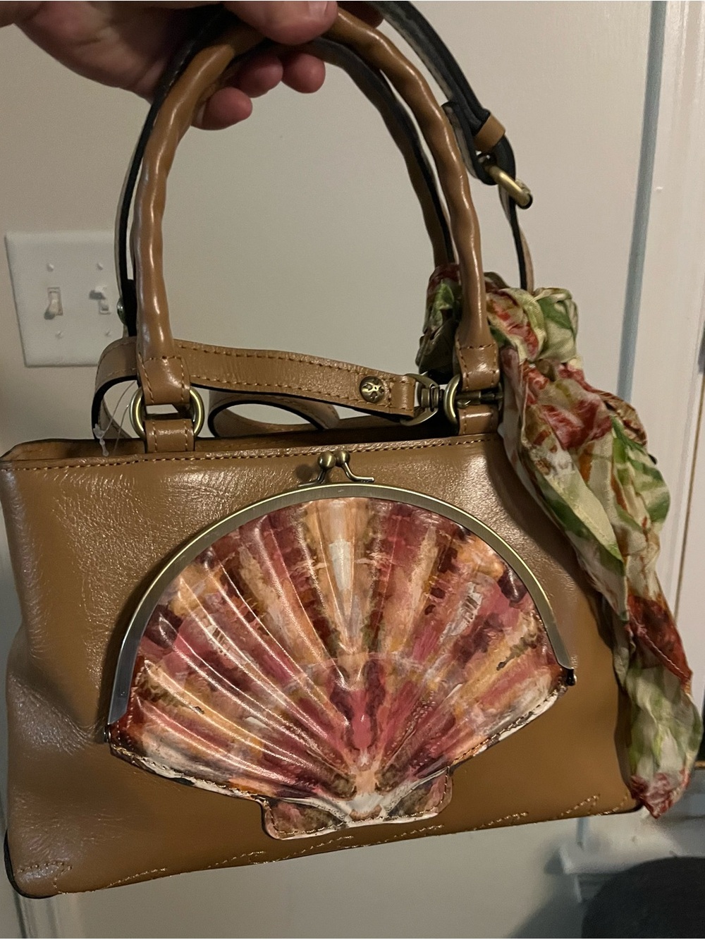 Patrica Nash Angela Leather Satchel with Seashell Scarf Tooled - NWT - Picture 8 of 10